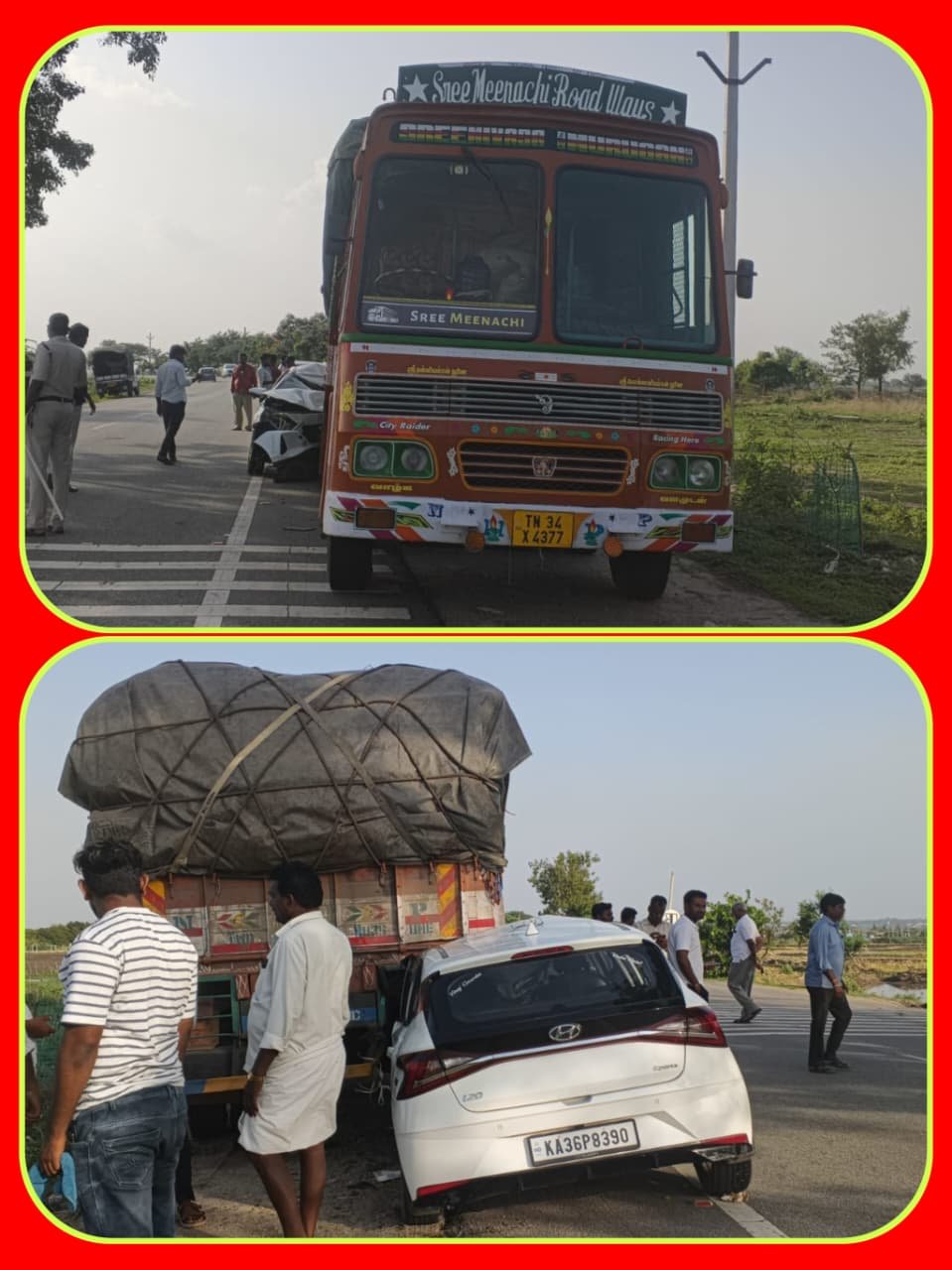 ఆగి ఉన్న లారీని వెనుక నుండి ఢీకొట్టిన కారు